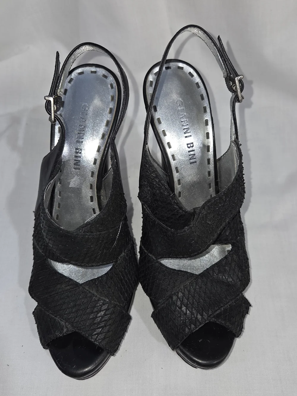 Gianni Bini Black Textured Slingback Heels - Picture 2 of 6